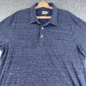 Faherty Brand Mens XXL Navy Blue Slub Knit Short Sleeve Polo Shirt MKU2267-NVY